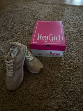 Corkys Hey Girl Sand Beige and White Women's Sneakers